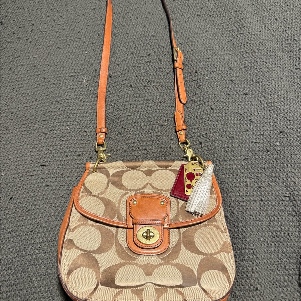 Coach Beige and Brown Crossbody Bag
